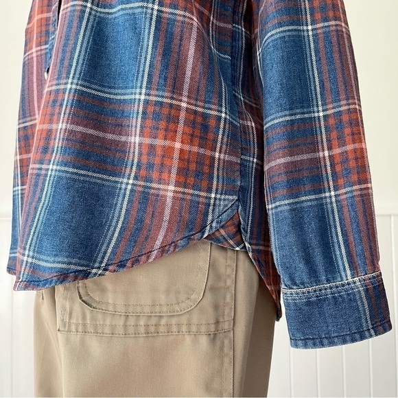 American Eagle Plaid Flannel Boyfriend Fit Button Down Shirt Size S - Picture 5 of 13
